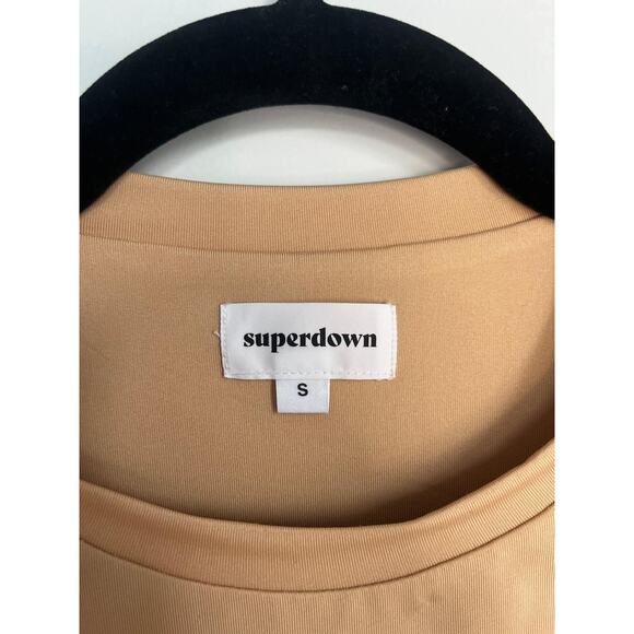 Superdown Ruched Mini Dress Women Small Beige Bodycon Sleeveless Casual - Picture 3 of 6